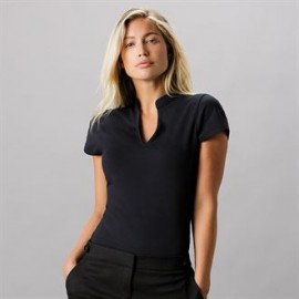 Tee-shirt femme cintré à col V Mao