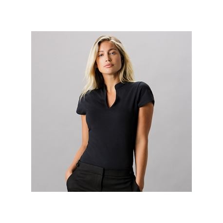 Tee-shirt femme cintré à col V Mao