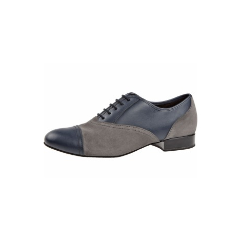 Chaussures de danse homme cuir bleu marine et nubuck gris 077-025-455