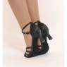 Luccia - Chaussures de danse latine à lanières en satin noir - DANSEZ-VOUS