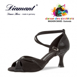 Chaussures danse latine à lanières croisées nubuck python noir-DIAMANT
