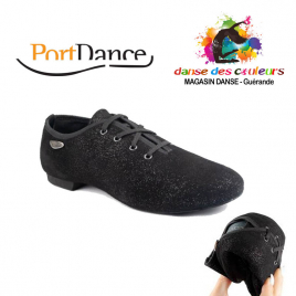 Chaussures de Danse unisexe PDJ001 NOIR nubuck et semelle daim- PORTDANCE
