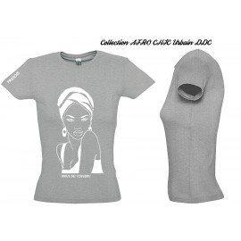 Tee Shirt GRIS JERSEY FEMME Personnalisé MODE AFRO CHIC