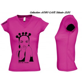 Tee Shirt Coton Rose FUSHIA FEMME Personnalisé MODE AFRO 'Black BROCCOLI'
