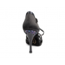 Chaussure de danse latine Glitter satin noir talon 7,5 cm - PORTDANCE