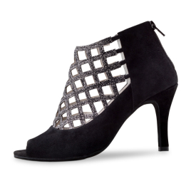 Chaussures de danse bottines en daim noir et argent- ANNA KERN