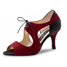 Chaussures danses Latines Flavia nubuck rouge - NUEVA EPOCA