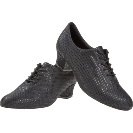 Chaussures entrainements toutes danses noir pailleté à talon cubain 3,7 cm-DIAMANT