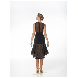 UL413-11 DANCEME-Jupe de danse latine femme guipure dentelles noir or