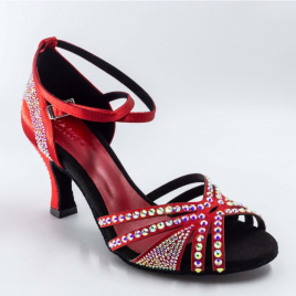 Chaussures à STRASS LIDMAG L3 rouge brides croisées talon 6 cm