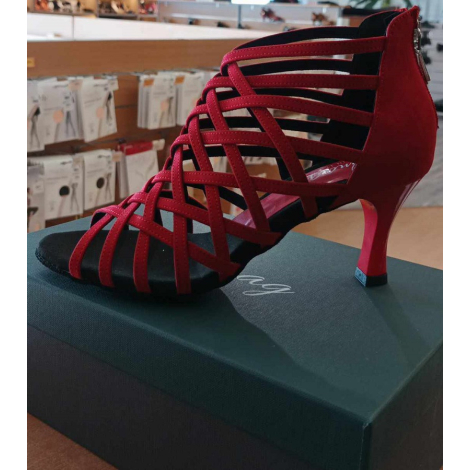 7/80 LIDMAG Chaussures bottines de kizomba nubuck rouge 7 cm