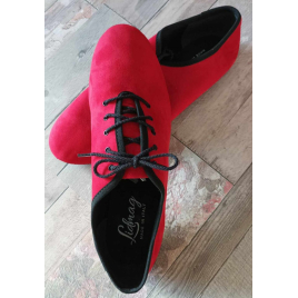 LIDMAG J03 chaussures de danse souples homme nubuck rouge talon 1cm