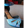 Chaussures de danse latine STRASS satin Bleu roi LIDMAG talon 6 cm