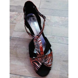 Chaussures LIDMAG bride salomé imprimé Jungle tropical nubuck noir
