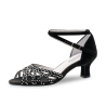 960-50-Chaussure danse latine nubuck noir à strass- ANNA KERN