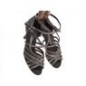 108-087-521V-Chaussure latine gris bronze lanières doubles croisées talon 6.5 cm-DIAMANT