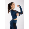 6628 INTERMEZZO Crop top femme manches longues BLEU AZUL