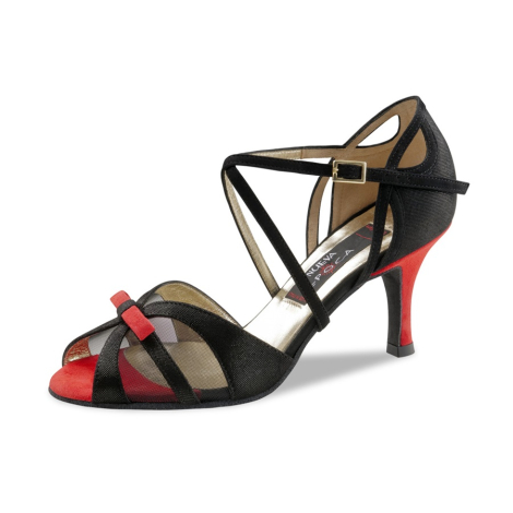 BEATRIZ Noir/Rouge talon slim 8 cm-Chaussure de tango - NUEVA EPOCA