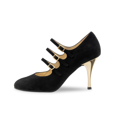 JACINTA-Chaussure de danse Latine Tango nubuck noir 8 cm - NUEVA EPOCA