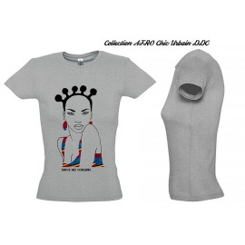 Tee Shirt Coton GRIS/NOIR FEMME 'C LA WAX'