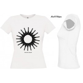 Tee Shirt BLANC FEMME Personnalisé: BLACK AND WHITE SUN