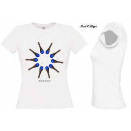 Tee Shirt BLANC FEMME Personnalisé: BLUE SUN2
